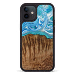 iPhone 12 Wood+Resin Phone Case - Sheena (Light Blue, 387907)