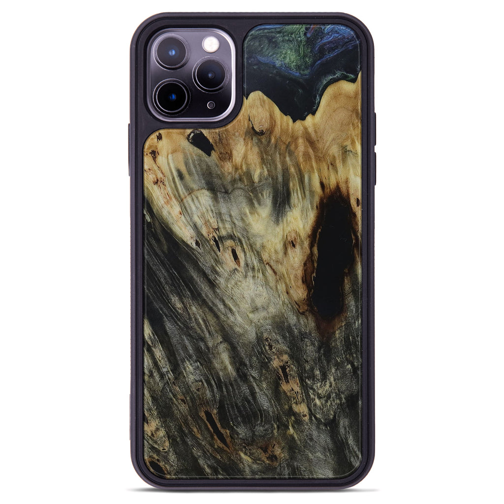 iPhone 11 Pro Max Wood+Resin Phone Case - Edyth (Dark Green, 450127)