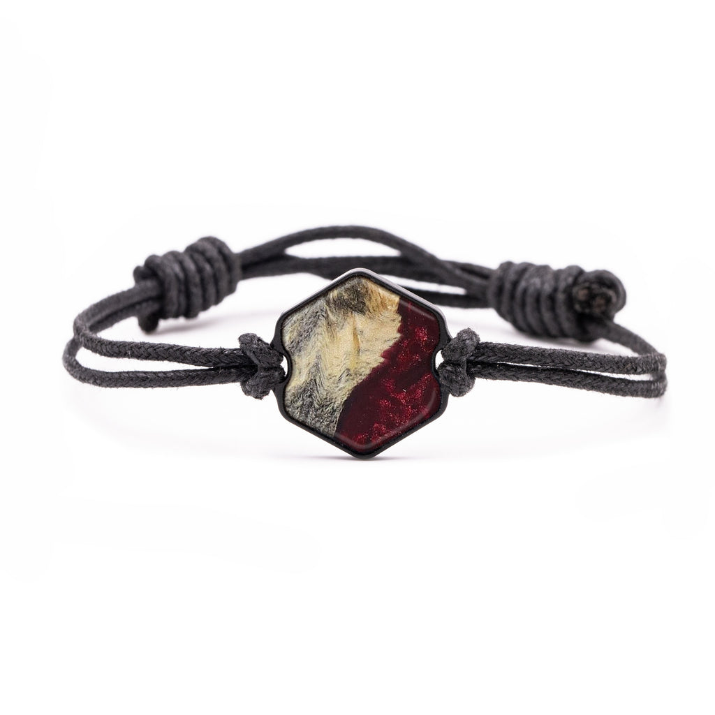 Hex Wood+Resin Bracelet - Ilse (Dark Red, 381157)