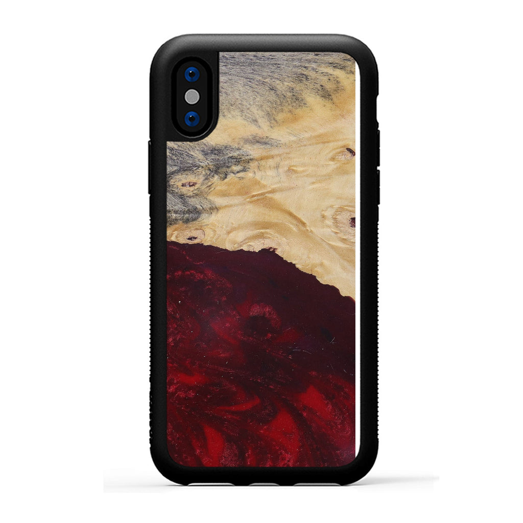 iPhone X Wood+Resin Phone Case - Mail (Dark Red, 380576)