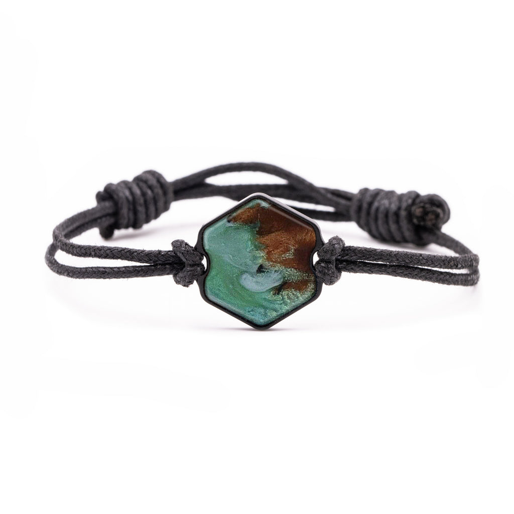 Hex Wood+Resin Bracelet - Kirstin (Dark Green, 450053)