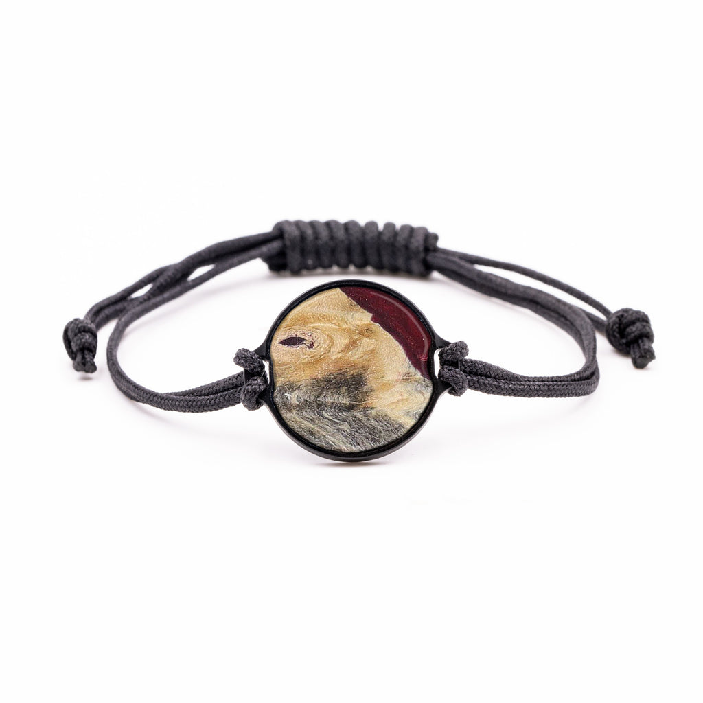 Circle Wood+Resin Bracelet - Ethelyn (Dark Red, 380305)