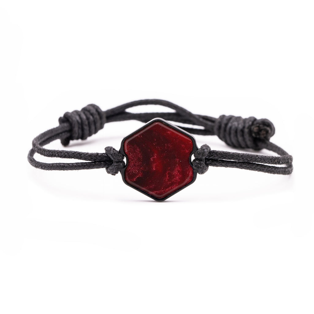 Hex ResinArt Bracelet - Lonee (Dark Red, 380298)