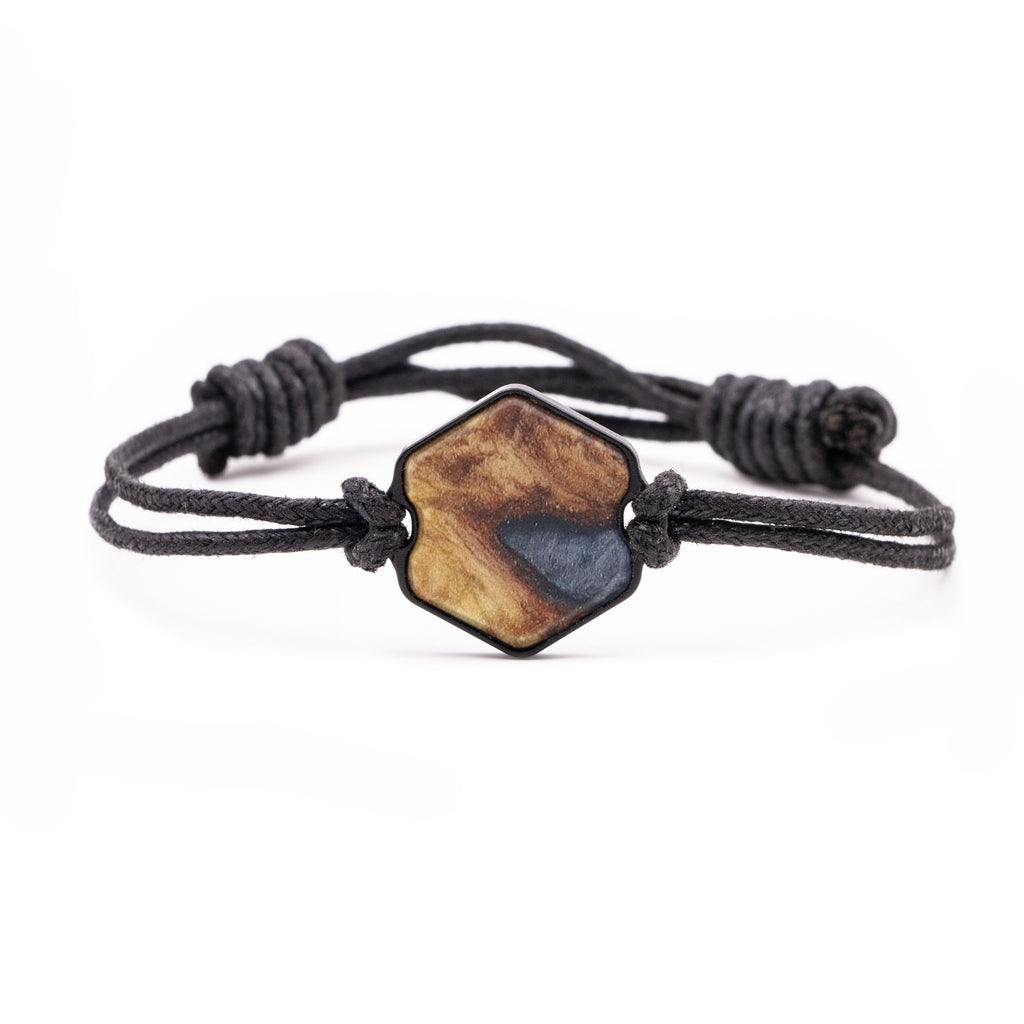 Hex Wood+Resin Bracelet - Susan (Pure Black, 450146)