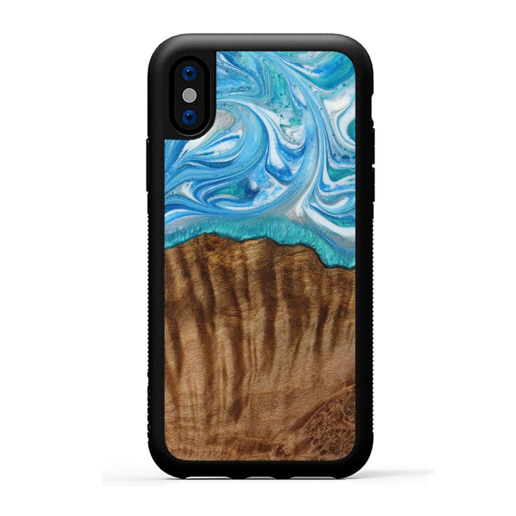 iPhone Xs Wood+Resin Phone Case - Sheena (Light Blue, 387907)