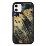 iPhone 11 Wood+Resin Phone Case - Karia (Teal & Gold, 450115)