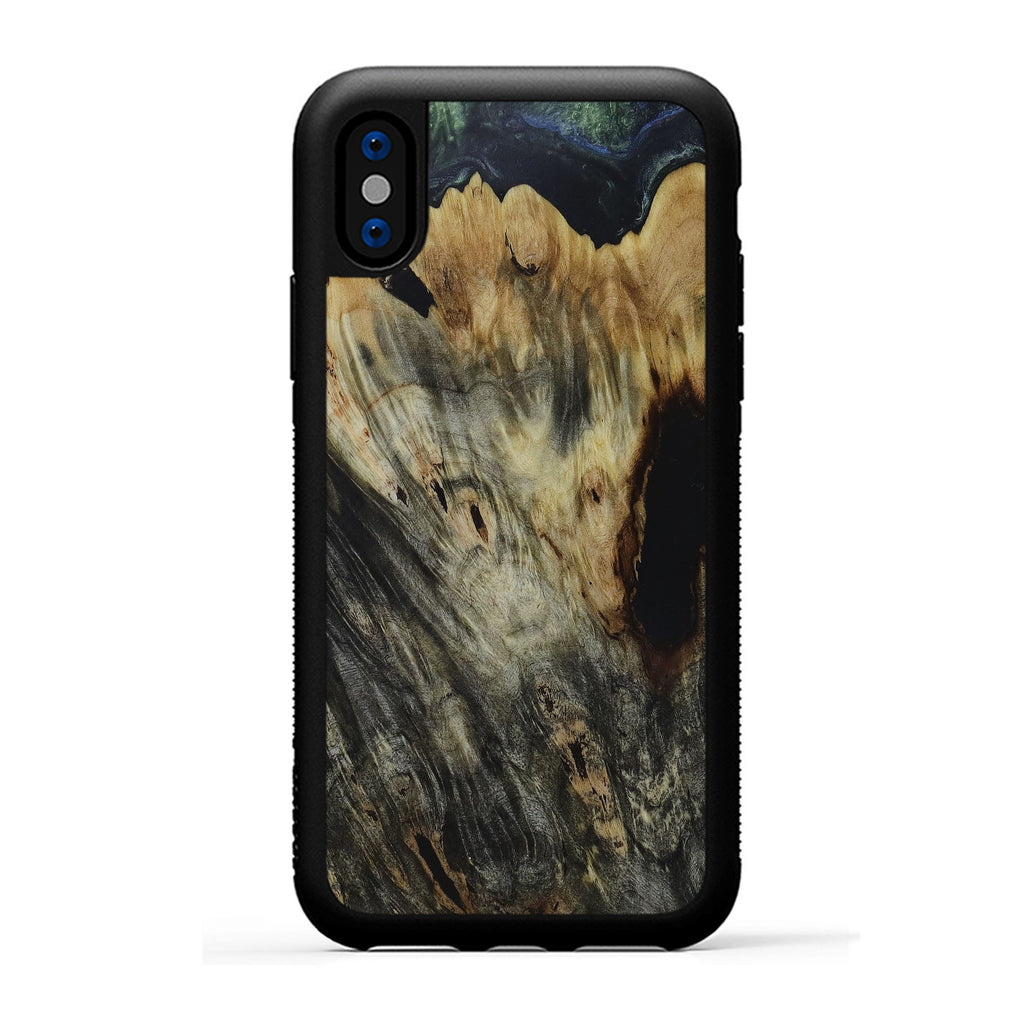 iPhone Xs Wood+Resin Phone Case - Edyth (Dark Green, 450127)