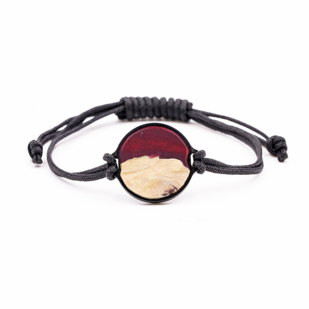 Circle Wood+Resin Bracelet - Minnie (Dark Red, 381153)