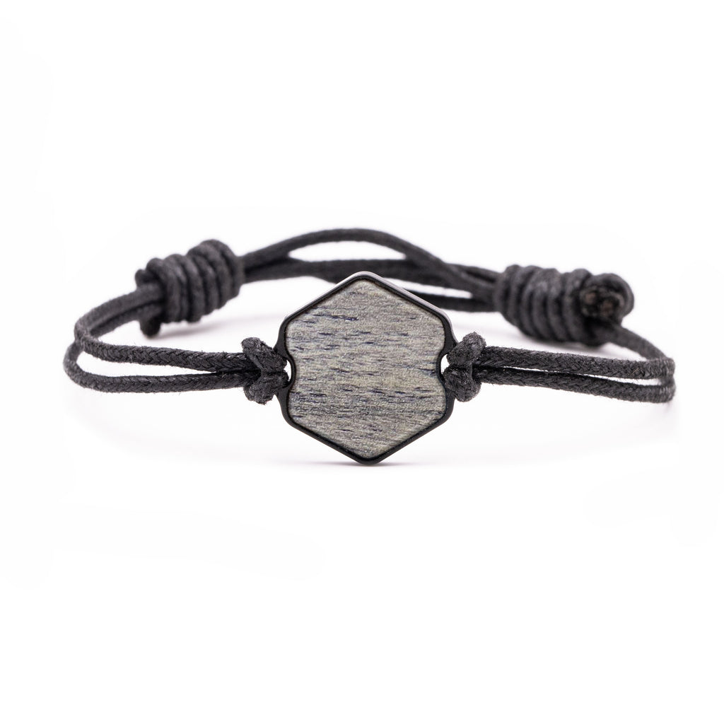 Hex Wood+Resin Bracelet - Ardine (Black & White, 381642)