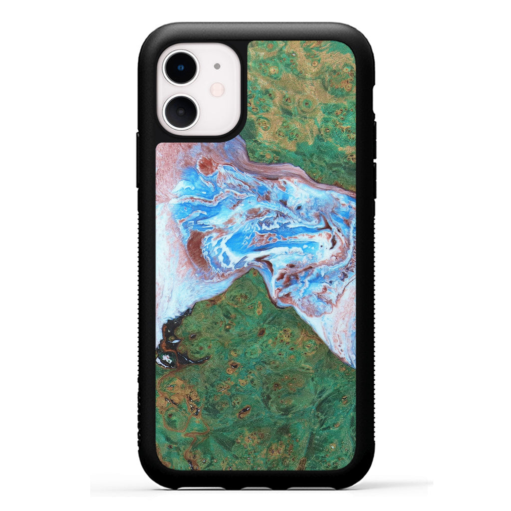 iPhone 11 Wood+Resin Case - Badri (Dark Green, 330247)