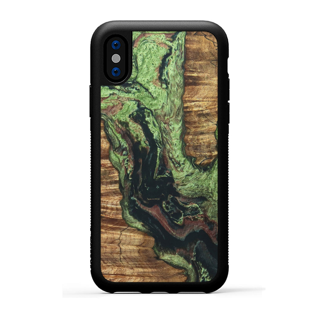 iPhone Xs Wood+Resin Case - Takashi (Dark Green, 330258)