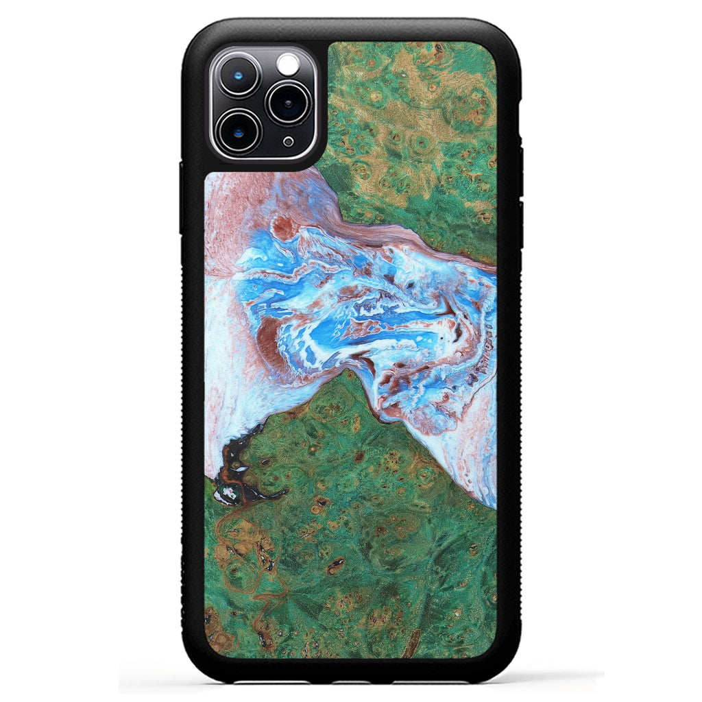 iPhone 11 Pro Max Wood+Resin Case - Badri (Dark Green, 330247)