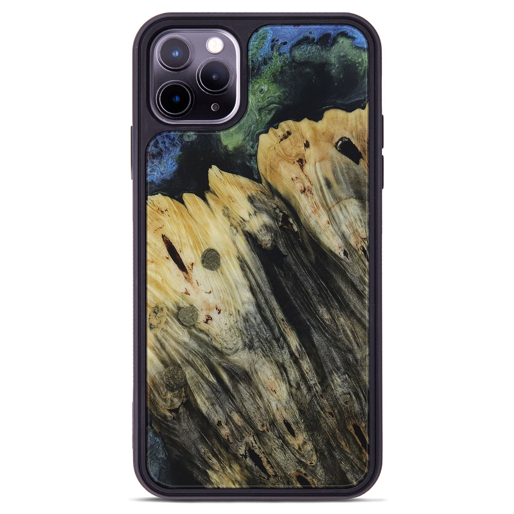 iPhone 11 Pro Max Wood+Resin Phone Case - Mehrzad (Dark Green, 450103)