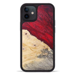 iPhone 12 Wood+Resin Phone Case - Wally (Dark Green, 381719)