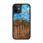 iPhone 12 mini Wood+Resin Phone Case - Sheena (Light Blue, 387907)