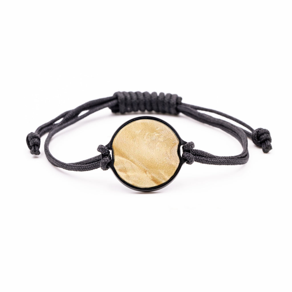 Circle Wood+Resin Bracelet - Souheil (Teal & Gold, 381745)