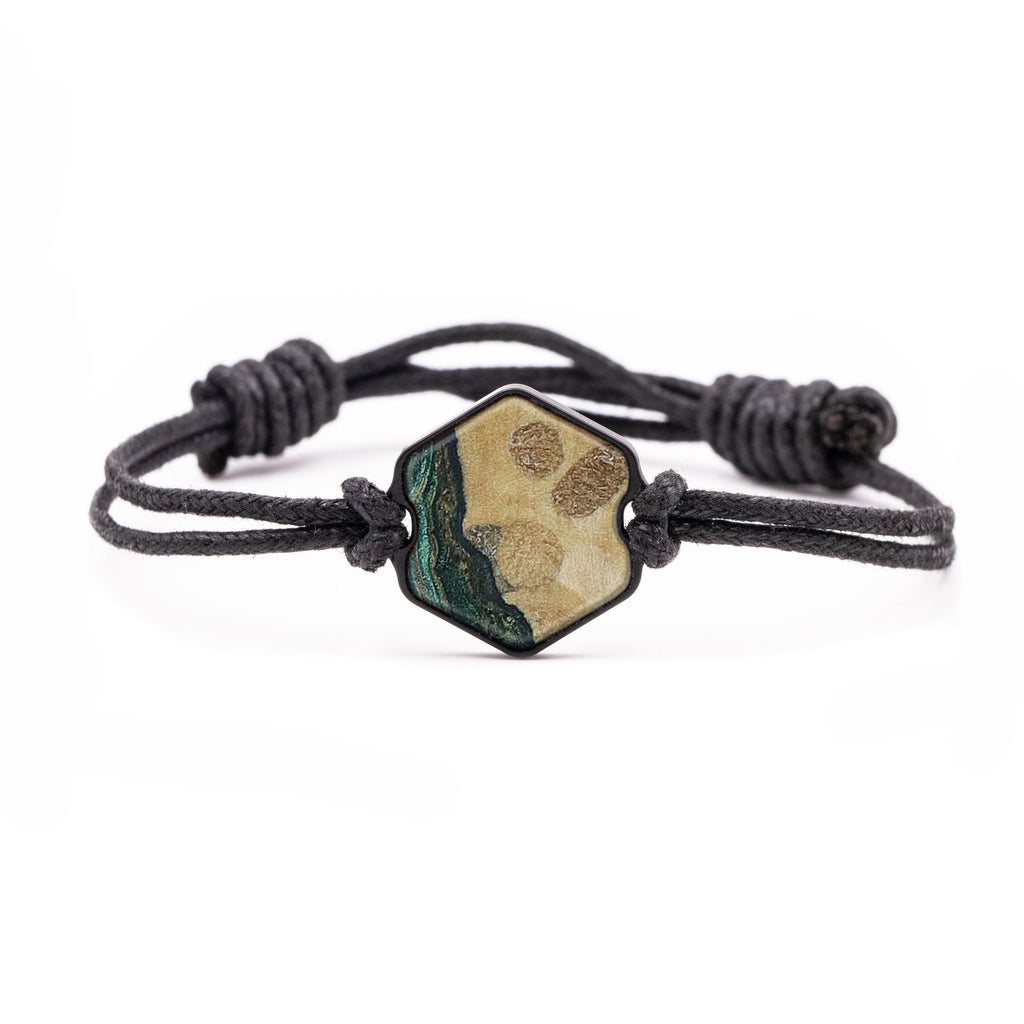 Hex Wood+Resin Bracelet - Georgiana (Dark Green, 450051)