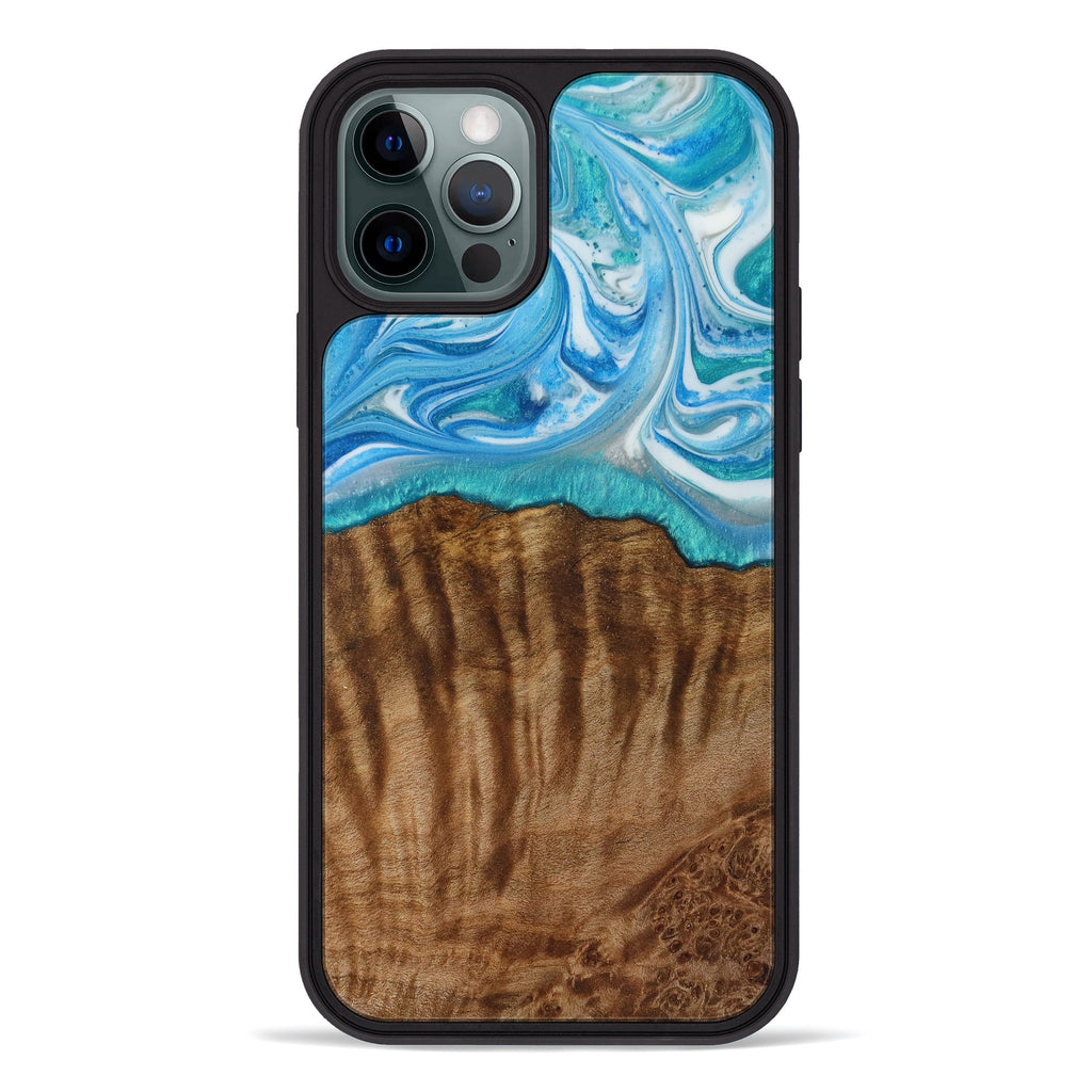 iPhone 12 Pro Wood+Resin Phone Case - Sheena (Light Blue, 387907)