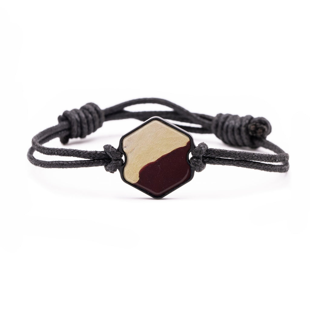 Hex Wood+Resin Bracelet - Judith (Dark Red, 381160)