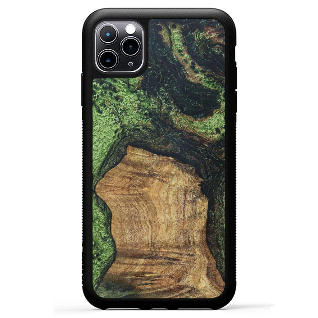 iPhone 11 Pro Max Wood+Resin Case - Dallas (Dark Green, 330259)