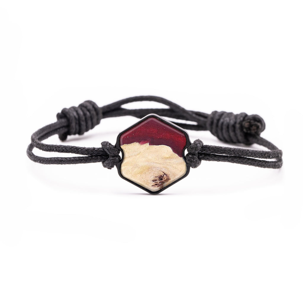 Hex Wood+Resin Bracelet - Arvin (Dark Red, 380568)