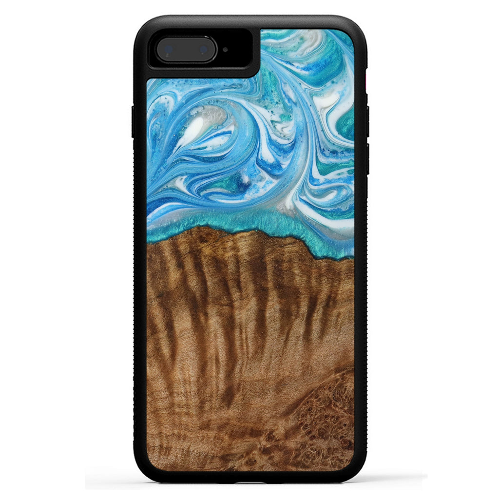 iPhone 8 Plus Wood+Resin Phone Case - Sheena (Light Blue, 387907)