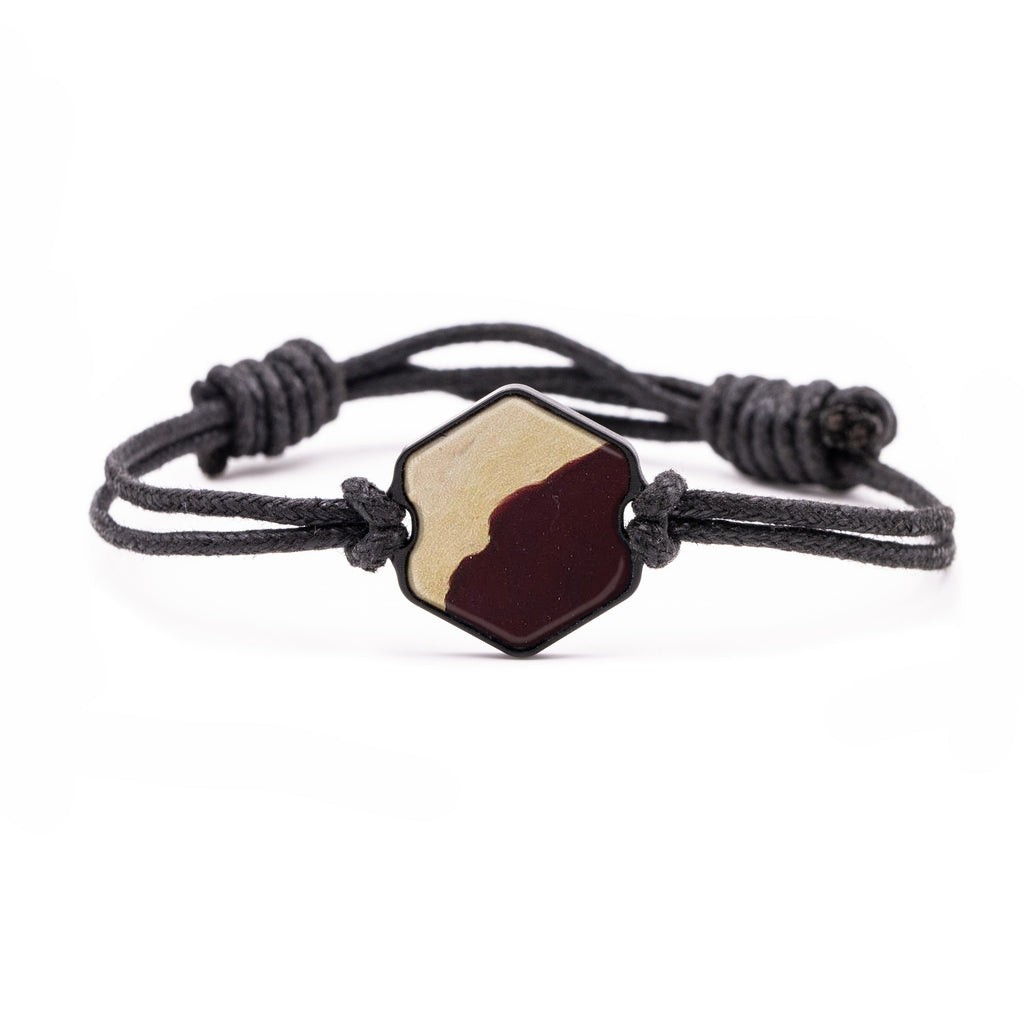 Hex Wood+Resin Bracelet - Anna (Dark Red, 380571)