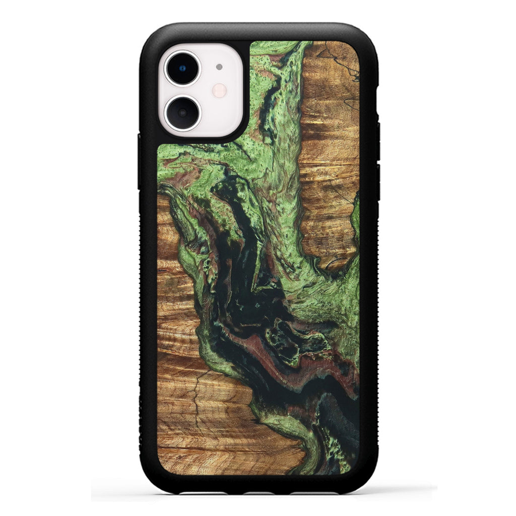 iPhone 11 Wood+Resin Case - Takashi (Dark Green, 330258)