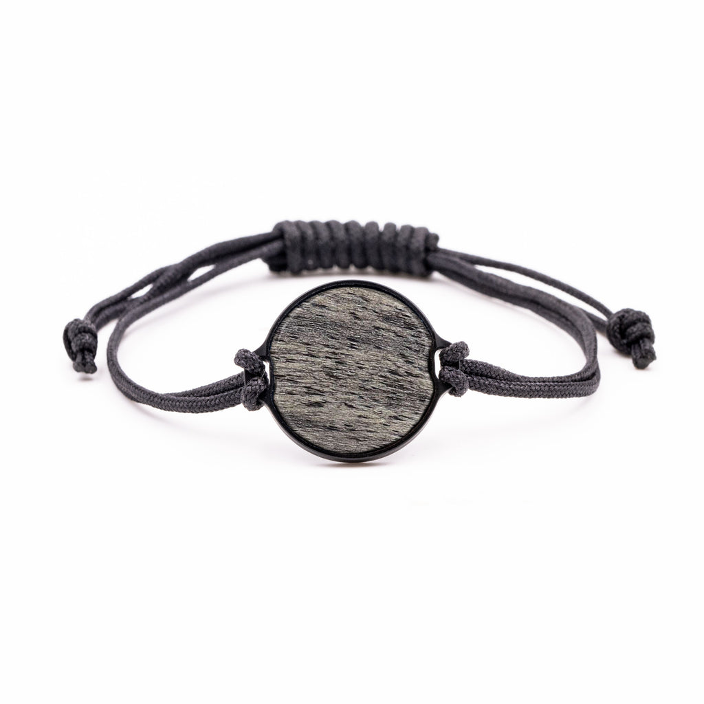 Circle Wood+Resin Bracelet - Shalne (Black & White, 381641)