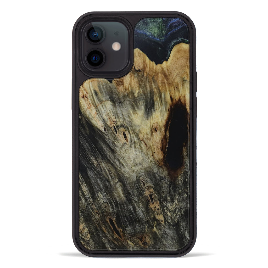 iPhone 12 Wood+Resin Phone Case - Edyth (Dark Green, 450127)