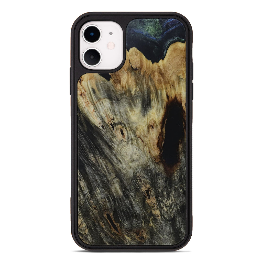 iPhone 11 Wood+Resin Phone Case - Edyth (Dark Green, 450127)