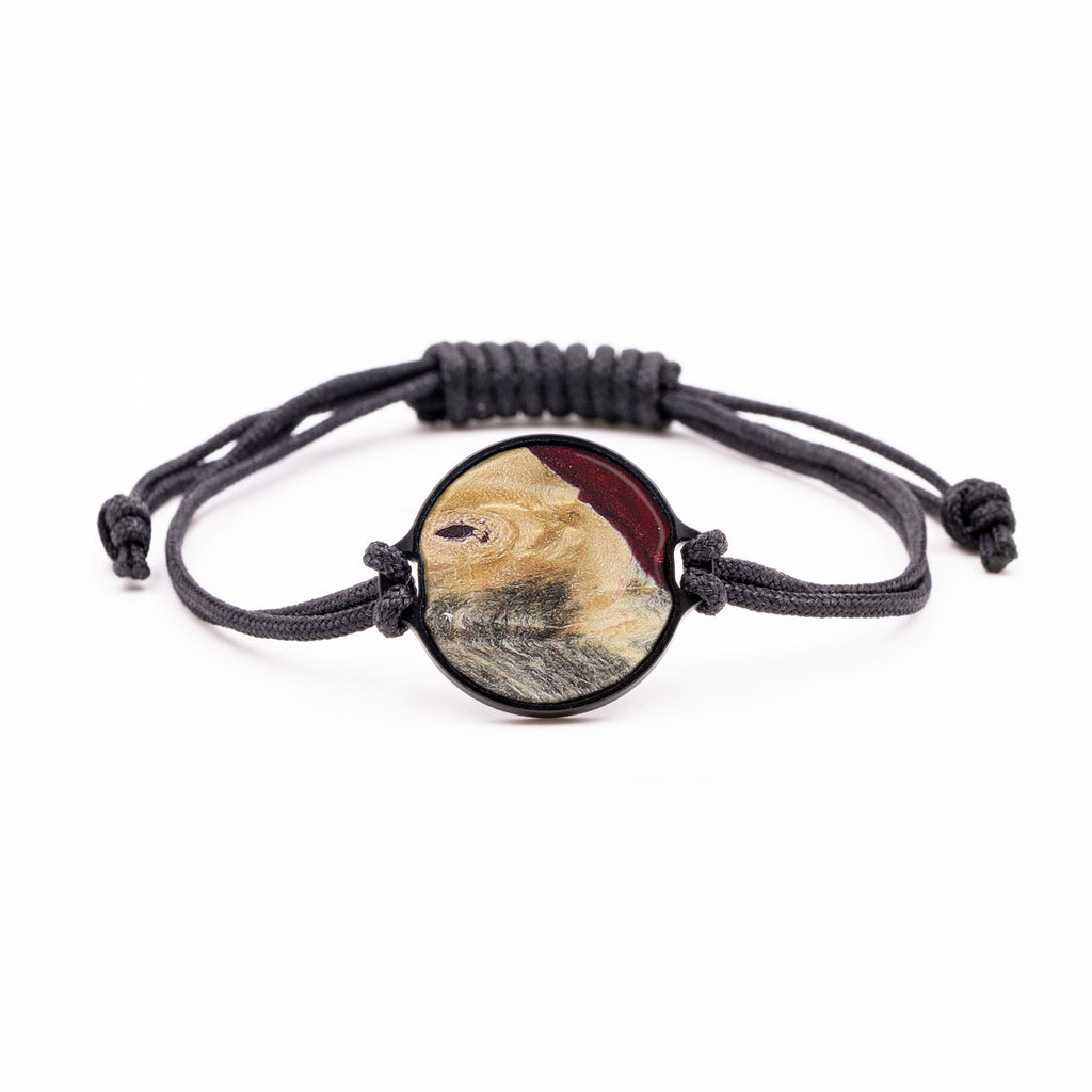 Circle Wood+Resin Bracelet - Bobby (Dark Red, 380195)