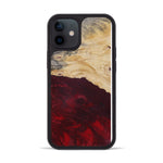 iPhone 12 mini Wood+Resin Phone Case - Mail (Dark Red, 380576)