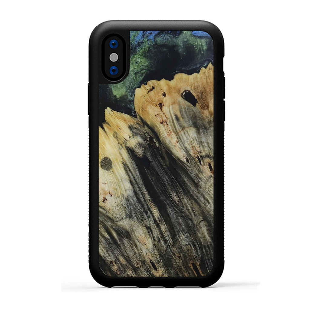 iPhone X Wood+Resin Phone Case - Michelle (Dark Green, 450126)