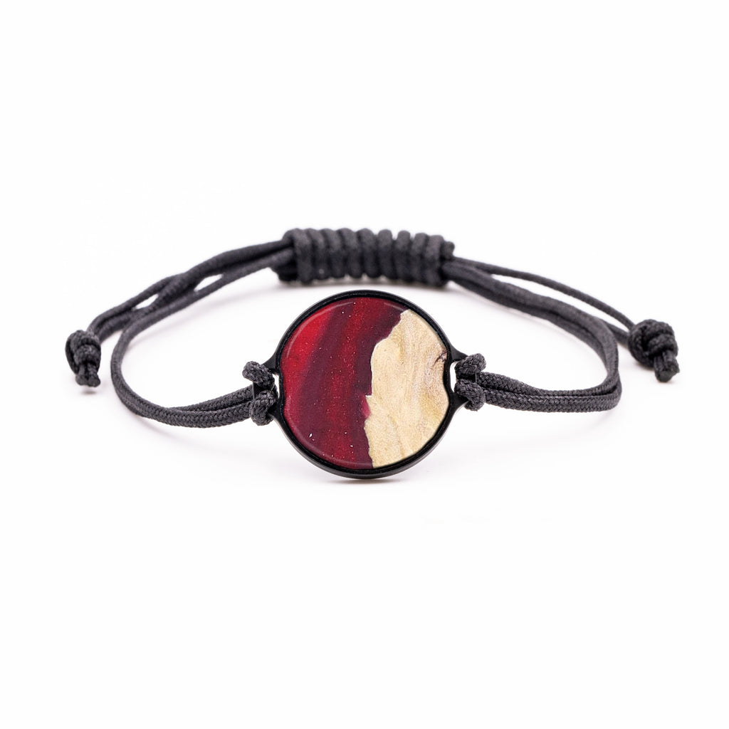 Circle Wood+Resin Bracelet - Maitreya (Dark Red, 381072)