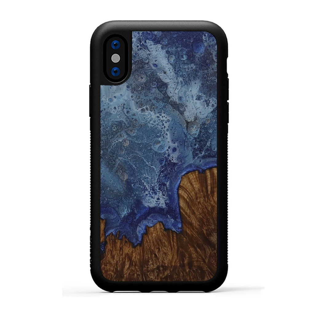 iPhone Xs Wood+Resin Phone Case - Rozalia (Dark Green, 450098)